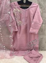 Organza Pink Traditional Wear Embroidery Work Readymade Pakistani Suit